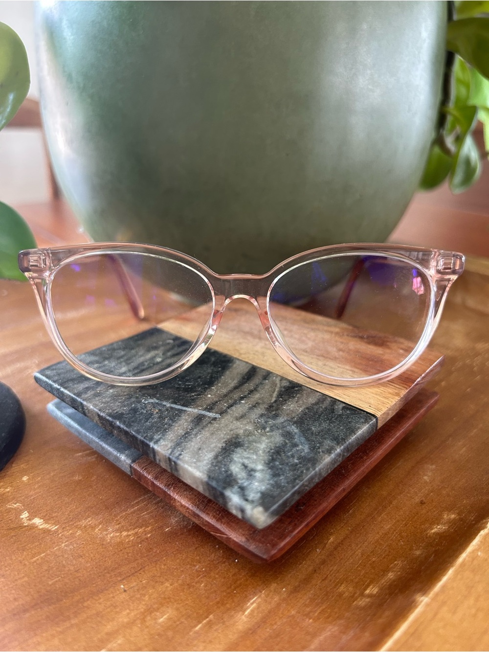 Coach Clear Pink Round-Frame Glasses